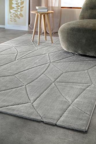Wecon Home Kurzflorteppich – Moderner Teppich mit weicher Haptik & geometrischem Linienrelief – Oeko-TEX Zertifiziert, Pflegeleicht & geeignet für Fußbodenheizung - Unplugged (200 x 200 cm, grau) von Wecon Home