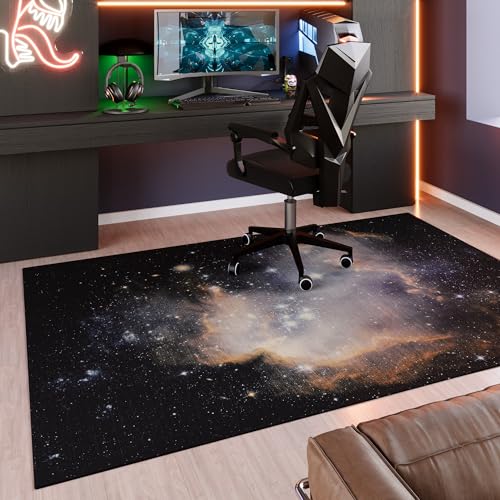 Wecon Home gewebter Gamer Teppich - Sci-Fi Design mit Sternen und Nebel, rutschfest - Perfekt für Dein Gaming-Zimmer – Galactic Glow (160 x 230 cm, schwarz) von Wecon Home