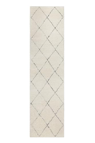 Wecon Home, Moderner Hochflor Teppich - Läufer im Berber Style für Wohnzimmer, Flur, Schlafzimmer Studio Two (80 x 230 cm, Creme beige) von Wecon Home
