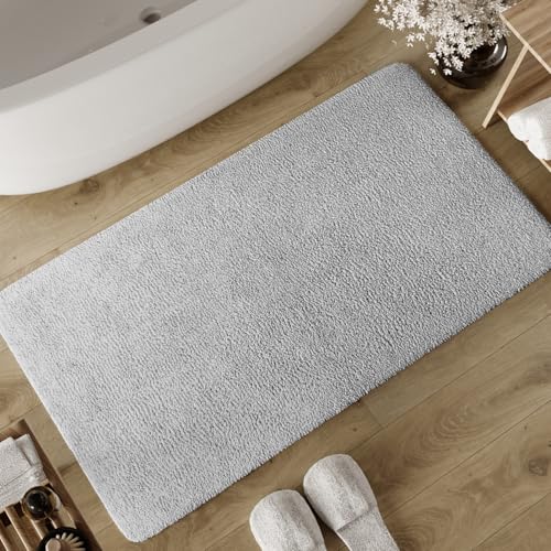 Wecon Home Basics Badteppich Erik – Weicher, getufteter Baumwollteppich – Rutschhemmend & waschbar mit weichem Flor und klarer Optik (60 x 100 cm, licht grau) von Wecon Home