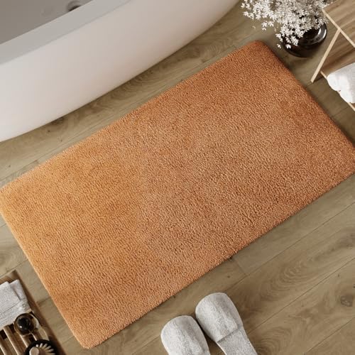 Wecon Home Basics Badteppich Erik – Weicher, getufteter Baumwollteppich – Rutschhemmend & waschbar mit weichem Flor und klarer Optik (70 x 120 cm, terrakotta) von Wecon Home