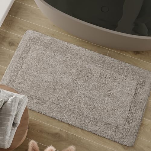 Wecon Home Basics Badteppich Knut – Weicher, getufteter Baumwollteppich mit Bordüre – Rutschhemmend & waschbar (55 x 65 cm, Greige) von Wecon Home