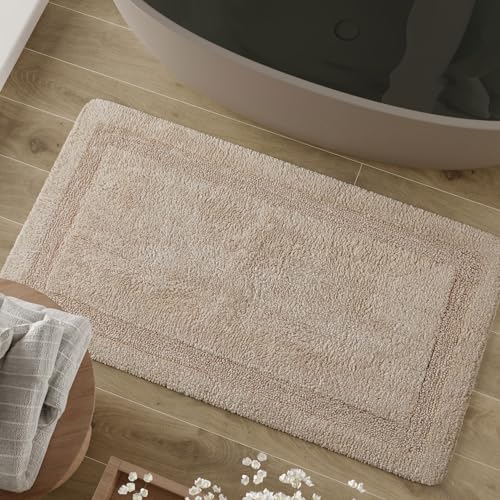 Wecon Home Basics Badteppich Knut – Weicher, getufteter Baumwollteppich mit Bordüre – Rutschhemmend & waschbar (55 x 65 cm, beige) von Wecon Home