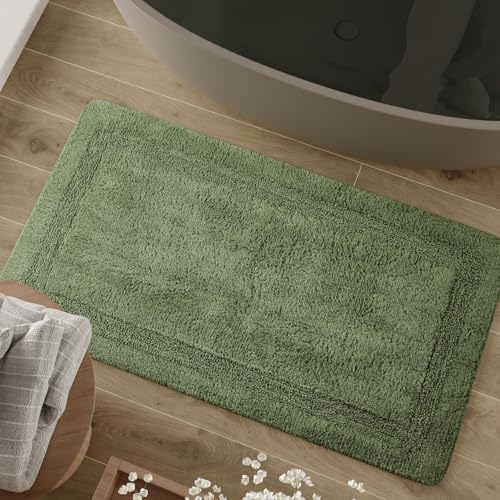 Wecon Home Basics Badteppich Knut – Weicher, getufteter Baumwollteppich mit Bordüre – Rutschhemmend & waschbar (80 x 150 cm, grün) von Wecon Home