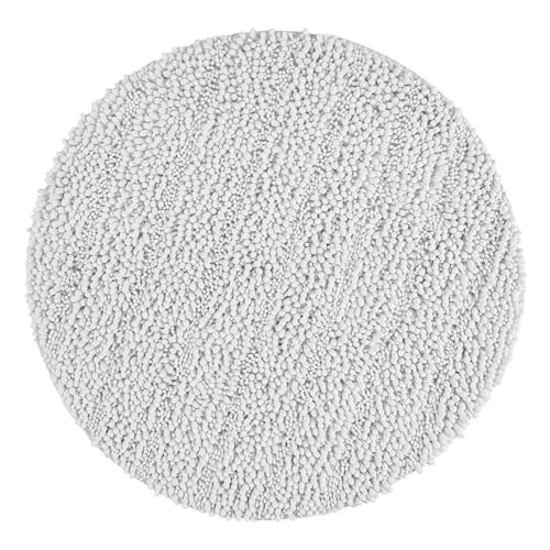 Wecon Home Basics Benno – weicher Hochflor Chenille Badteppich, rutschfest, maschinenwaschbar, warm & gemutlich (80 cm rund, weiß) von Wecon Home
