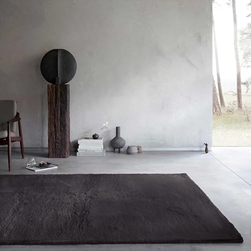 Wecon Home Basics - Flauschiger Hochflor Teppich – Stilvolles und Elegantes Design für Wohnzimmer, Schlafzimmer und mehr - Anna (40 x 60 cm, anthrazit) von Wecon Home