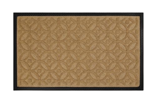 Wecon Home – Coole Fußmatte im modernen Design – pflegeleicht, rutschhemmend und wetterfest – Midnight Mosaic (60 x 90 cm, beige) von Wecon Home
