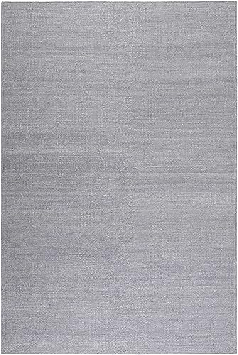 Wecon Home Einfarbiger Esprit Baumwoll-Teppich für Wohnzimmer, Schlafzimmer, Esszimmer, Kinderzimmer und Flur - Rainbow KELIM (80 x 150 cm, grau) von Wecon Home