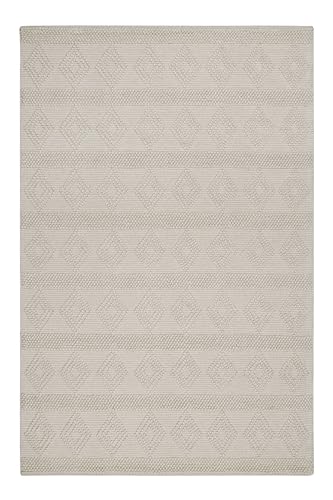 Wecon Home Esprit Handgewebter Teppich - Elegantes Rauten Design im skandinavischen Stil für alle Räume - Emmy (80 x 150 cm, beige) von Wecon Home