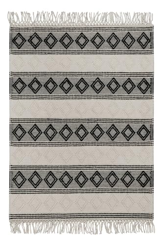 Wecon Home Esprit Handgewebter Teppich - Eleganz & Behaglichkeit im Skandinavischen Stil aus Schurwolle - Cara (200 x 290 cm, schwarz) von Wecon Home