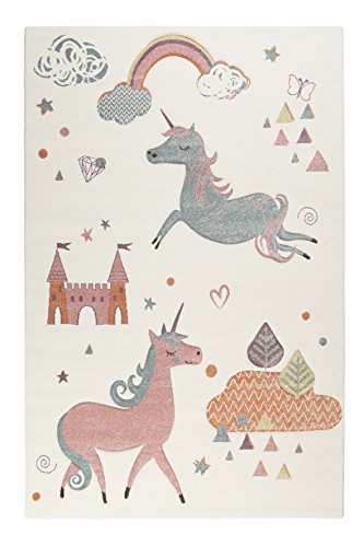 Wecon Home Esprit I Moderner Kurzflor Kinderteppich, Kinderzimmer I Sunny Unicorn I ESP-21974-060 I Beige Rosa Blau Grün I (200 x 290 cm) von Wecon Home
