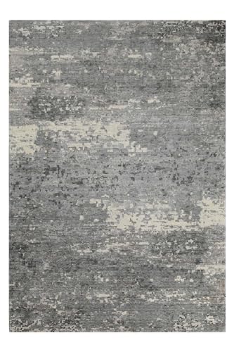 Wecon Home Esprit Vintage Kurzflorteppich aus Wolle & Viskose mit sanftem Glanz und einzigartiger Textur. Hand-Carving für Wohnzimmer, Schlafzimmer und Arbeitszimmer - Brookville (50 x 80 cm, grau) von Wecon Home