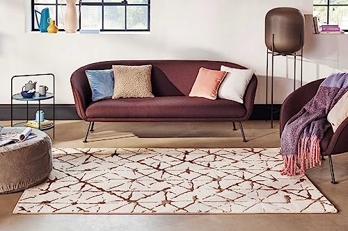 Wecon Home Esprit Webteppich mit abstraktem Design für Wohnzimmer, Schlafzimmer, Arbeitszimmer oder Kinderzimmer – Solveig (120 x 170 cm, Creme beige) von Wecon Home