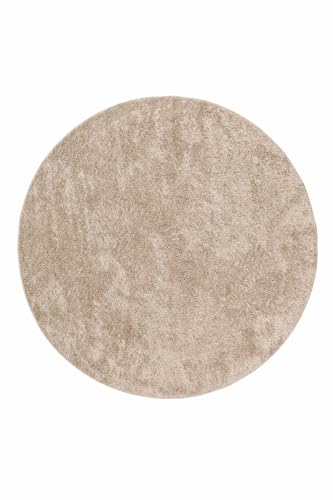 Wecon Home Flauschiger Esprit Hochflorteppich für Wohnzimmer, Schlafzimmer und Kinderzimmer - Swagger Shag (120 cm rund, Sand beige) von Wecon Home