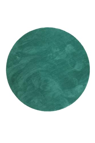 Wecon Home Kuschelig weicher Esprit Hochflor Teppich, bestens geeignet fürs Wohnzimmer, Schlafzimmer und Kinderzimmer RELAXX (120 cm rund, smaragdgrün) von Wecon Home