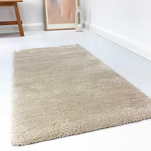 Wecon Home Kuschelig weicher Esprit Hochflor Teppich, bestens geeignet fürs Wohnzimmer, Schlafzimmer und Kinderzimmer RELAXX (130 x 190 cm, Creme beige meliert) von Wecon Home