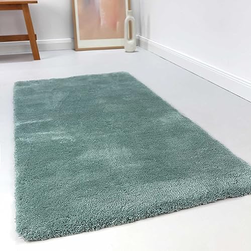 Wecon Home Kuschelig weicher Esprit Hochflor Teppich, bestens geeignet fürs Wohnzimmer, Schlafzimmer und Kinderzimmer RELAXX (130 x 190 cm, türkis grau) von Wecon Home