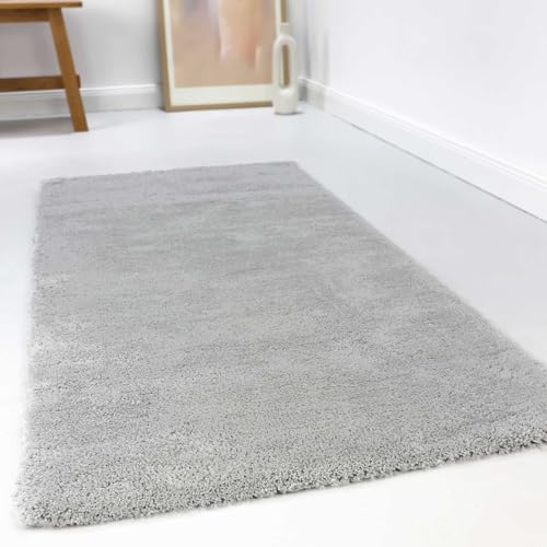 Wecon Home Kuschelig weicher Esprit Hochflor Teppich, bestens geeignet fürs Wohnzimmer, Schlafzimmer und Kinderzimmer RELAXX (70 x 140 cm, hellgrau) von Wecon Home