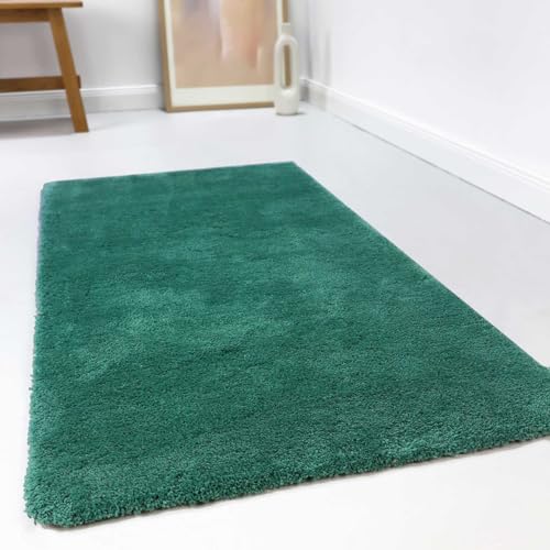 Wecon Home Kuschelig weicher Esprit Hochflor Teppich, bestens geeignet fürs Wohnzimmer, Schlafzimmer und Kinderzimmer RELAXX (70 x 140 cm, smaragdgrün) von Wecon Home