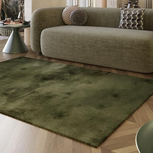 Wecon Home Moderner, sehr Flauschiger Hochflor Teppich von Esprit perfekt für Wohnzimmer, Schlafzimmer und mehr - Alice (130 x 190 cm, Olive) von Wecon Home