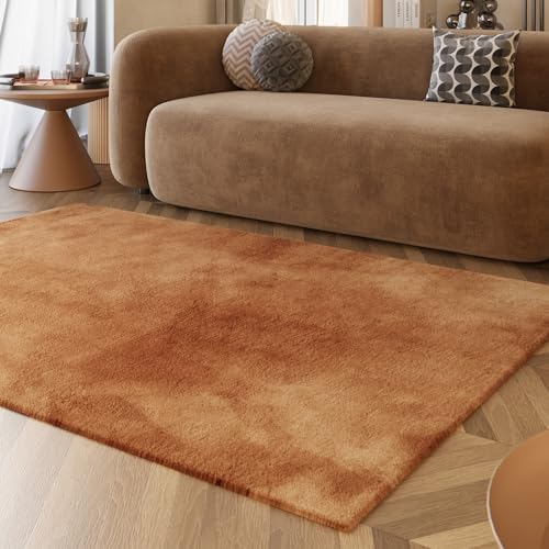 Wecon Home Moderner, sehr Flauschiger Hochflor Teppich von Esprit perfekt für Wohnzimmer, Schlafzimmer und mehr - Alice (80 x 150 cm, Terracotta) von Wecon Home