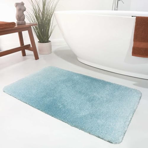 Wecon Home Moderner Flauschiger Badezimmerteppich mit antirutsch Rücken - Luuk (80 x 150 cm, türkis) von Wecon Home