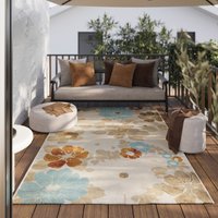Wecon home Outdoorteppich "Beach Flower", rund, 5 mm Höhe, für Innen & Außen, strapazierfähig, pflegeleicht, Hoch-Tief Effekt von Wecon Home