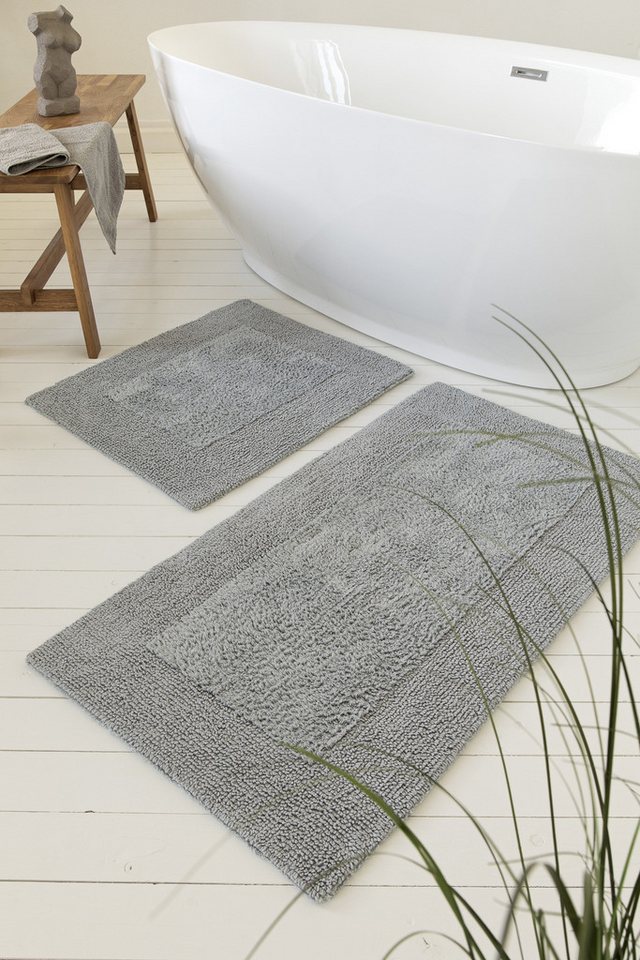 Wecon home Basics Badematte Finn, Höhe 15 mm, Baumwolle, rechteckig, waschbar, robust, saugfähig, pflegeleicht, Baumwolle, Hoch-Tief-Effekt von Wecon home Basics