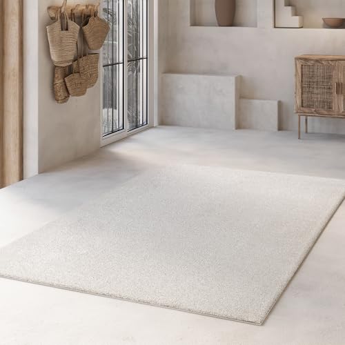 WECONhome Basics Teppich Nova – Weicher, gewebter Teppich mit 25 mm Flor – Modern & langlebig (120 x 170 cm, Creme weiß) von Wecon home Basics