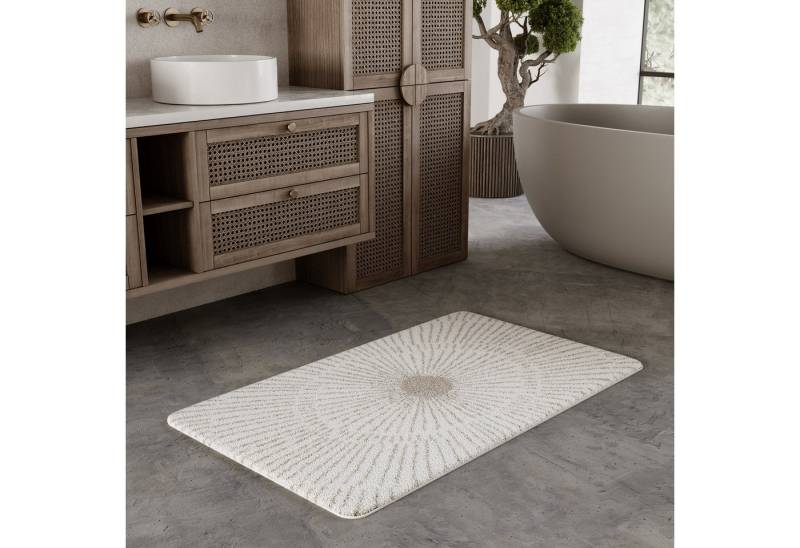 Wecon home Basics Badematte Jasbeer, Höhe 15 mm, Polyester, rechteckig, waschbar, rutschfest, strapazierfähig, pflegeleicht mit Linien Design von Wecon home Basics