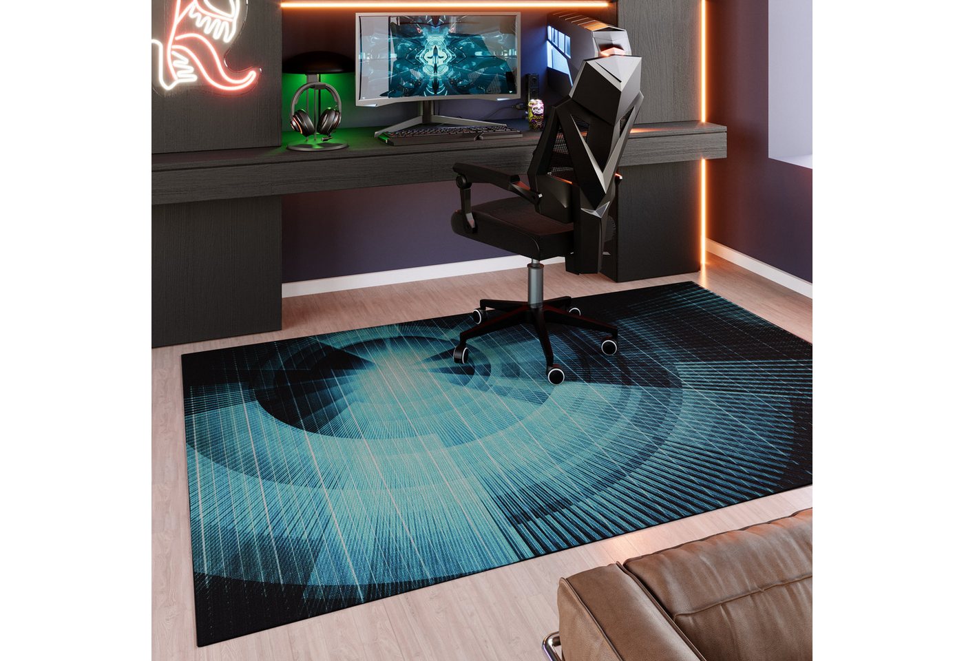 Wecon home Teppich Cyber Swirl, rechteckig, Höhe: 5 mm, Gamer Teppich, gewebt, Cyberpunk, robust, Gaming Room, rutschfest Wecon home Teppich Cyber Swirl, rechteckig, Höhe: 5 mm, Gamer Teppich, gewebt, Cyberpunk, robust, Gaming Room, rutschfest von Wecon home
