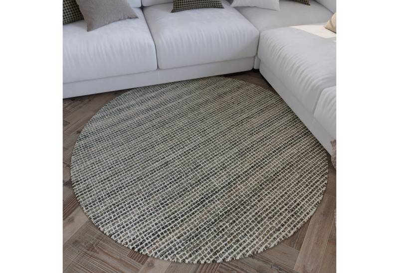 Wecon home Teppich Hamptons FOURTEEN, rund, Höhe: 10 mm, Fasermix, Kurzflor, Wohnzimmer, Schlafzimmer, elegant, Karo-Muster von Wecon home