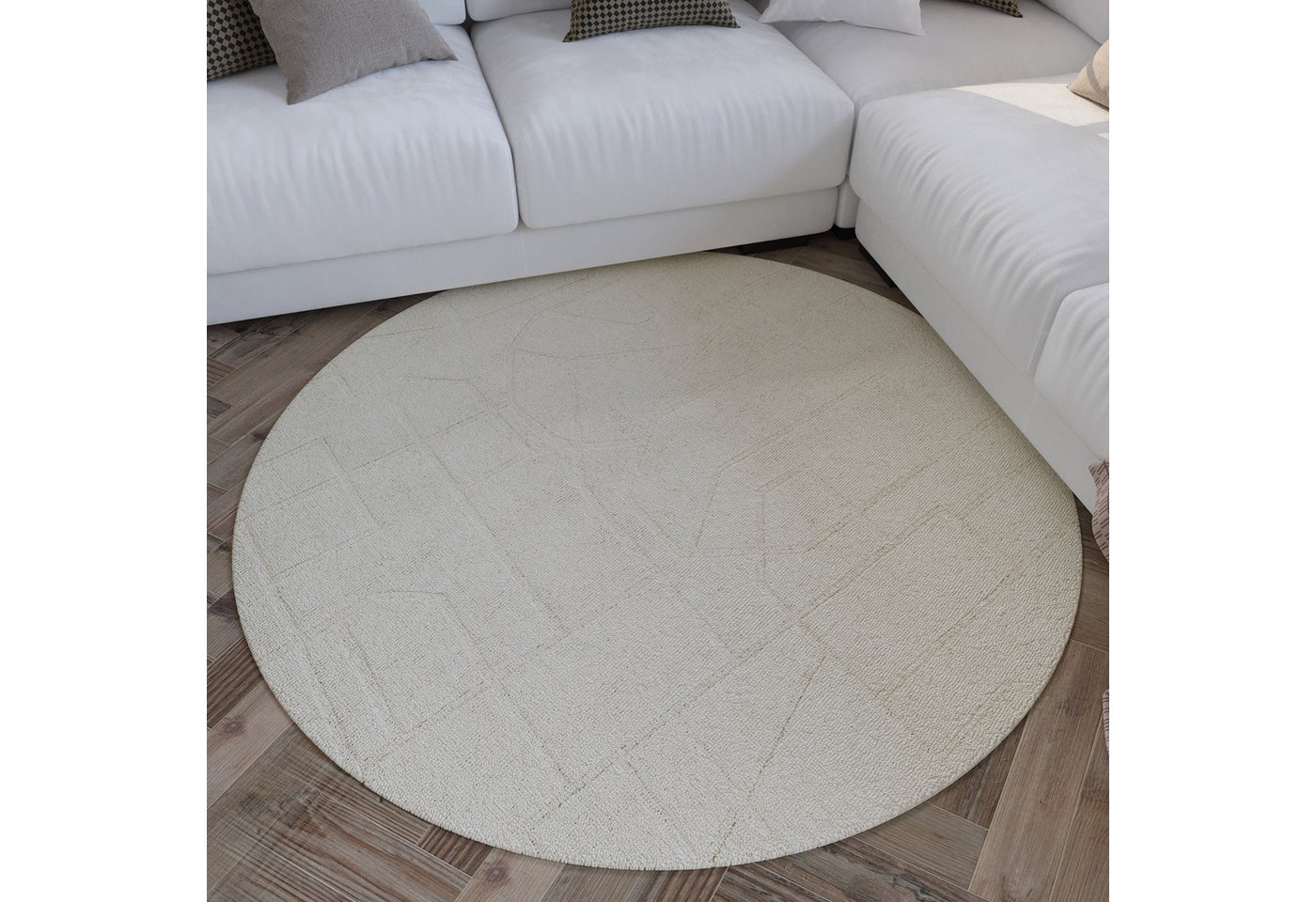 Wecon home Teppich Hamptons TWENTYEIGHT, rund, Höhe: 15 mm, Kurzflor, Wohnzimmer, Schlafzimmer, elegant, robust, Lineares Design Wecon home Teppich Hamptons TWENTYEIGHT, rund, Höhe: 15 mm, Kurzflor, Wohnzimmer, Schlafzimmer, elegant, robust, Lineares Design von Wecon home