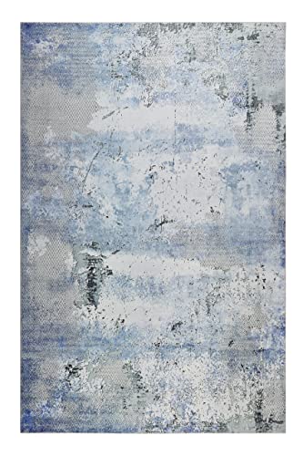Wecon Home Teppich - Läufer, Vintage Kurzflor Teppich perfekt geeignet für das Wohnzimmer und Schlafzimmer, sehr pflegeleicht, Radiate (80 x 150 cm, Blau Grau) von Wecon Home