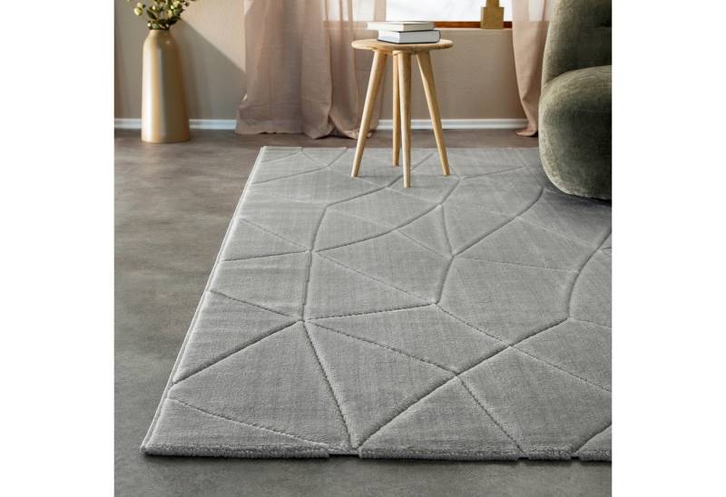 Wecon home Teppich Unplugged, auch in quadratischer Form, rechteckig, Höhe: 10 mm, Kurzflor, Hoch Tief Struktur, gewebt, Wohnzimmer, Schlafzimmer, modern von Wecon home