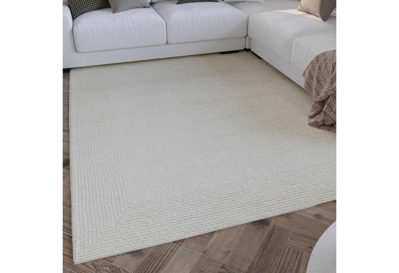 Wecon home Wollteppich Hamptons TWENTYONE, rechteckig, Höhe: 15 mm, Läufer, Schurwolle, Kurzflor, Wohnzimmer, Schlafzimmer, Bordüre von Wecon home