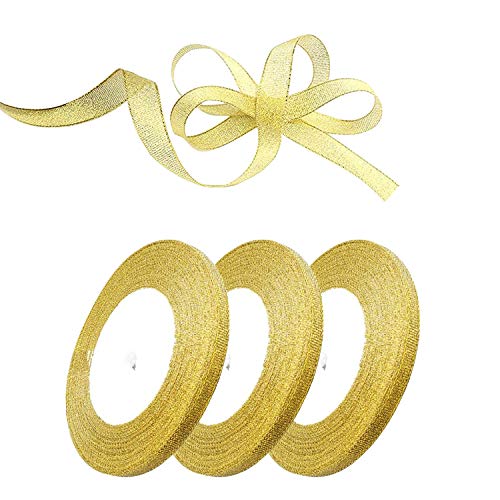 WedDecor 2021 Bänder Und Schleifen - Hell Gold (6mm), 6mm x 5 Yards von WedDecor