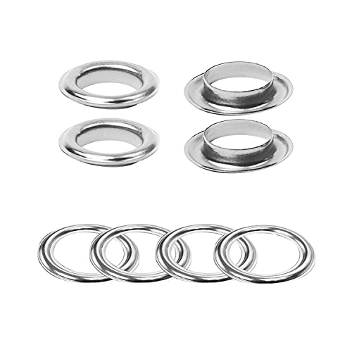 WedDecor 30mm Bronze Messing Ösen Ösen mit Scheiben für Bekleidung und Lederhandwerk, Unterlegscheiben für Vinyl Banner & Leinen Betrieb, DIY Projekte - Silbern, Pack of 100 von WedDecor