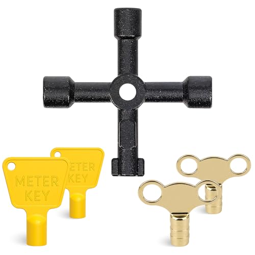 WedDecor 5-teiliges Multifunktionswerkzeug-Set – 2 gelbe Gaszähler-Box-Set, 2 Heizkörper-Entlüftungsschlüssel-Set und 1 4-Wege-Universalschlüssel – Schlüssel für Gaszähler-Boxen, Heizkörper WedDecor 5-teiliges Multifunktionswerkzeug-Set – 2 gelbe Gaszähler-Box-Set, 2 Heizkörper-Entlüftungsschlüssel-Set und 1 4-Wege-Universalschlüssel – Schlüssel für Gaszähler-Boxen, Heizkörper von WedDecor