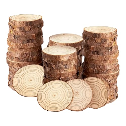 WedDecor 6–7 cm rohe, runde Holzscheiben für Bastelarbeiten und rustikale Hochzeitsdekoration, unlackierte Holzstücke, Kuchenplattformen, Displayhalter, individuelle Gravur und handgefertigte von WedDecor