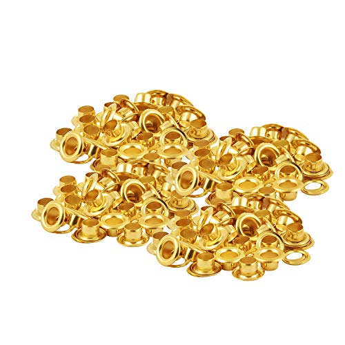 WedDecor 6.5mm Ösen und Ösen für Leder Handarbeiten, Kunst, Banner, Bekleidung, Scrapbooking, Beutel, Nähen Projekte, Rostfest - Gold, 100pcs von WedDecor