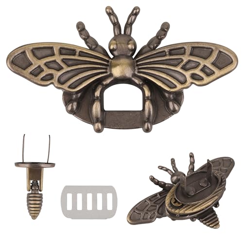 WedDecor Bienenförmiger Taschen-Drehverschluss, Metall-Drehverschluss für Handtaschen, Geldbörsen, Retro-Stil, Schultertaschen, DIY-Lederhandwerk-Zubehör, dekoratives Bienen-Drehschloss für modische von WedDecor