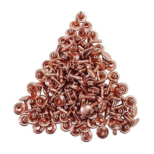 Weddecor Doppel Kappe Rotgold Tubular Nieten Nieten für Ersatz, Lederhandwerk, Beutel, Riemen, Hundehalsband, Reparatur, Hut, Schuhe Nähen Dekoration, 6mm, 100pcs - Roségold, 6MM von WedDecor