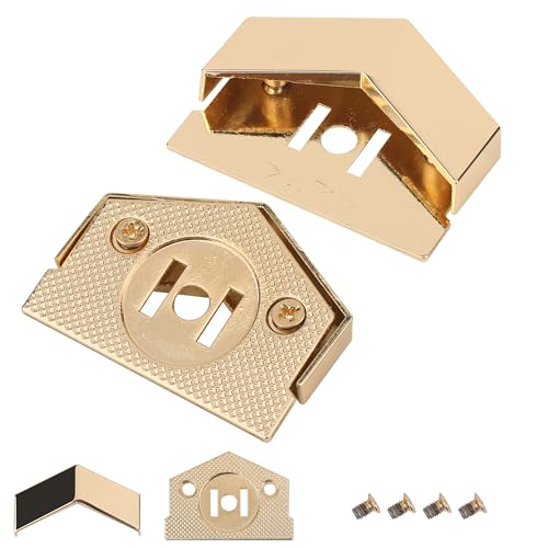 WedDecor Dreieckige Schnallenabdeckung für Magnetverschlüsse, kompakte dreieckige Taschenschlossbeschläge, Geldbörsen-Klappenplatte, Metalllegierung Verschluss für Handtaschen & Lederwaren, Gold, 2 von WedDecor