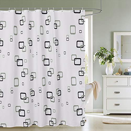 WedDecor Dusche Vorhänge - Grau und Weiß Quadrate, 180x200cm von WedDecor