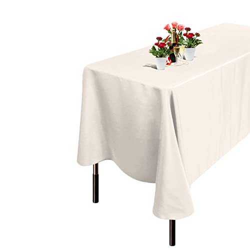 WedDecor Rechteckig Tischdecke Premium Qualität Leinen Tuch Tisch Abdeckungen für ESS Partys, Hochzeit, Bankette, Besondere Veranstaltungen - Creme, 70 x 144 Inches - 1 Piece von WedDecor