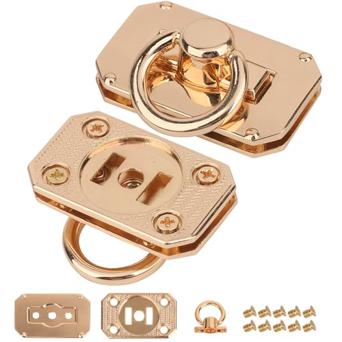 WedDecor Rechteckige Platte Magnetverschluss Gehäuse mit D-Ring - Doppelplatte Design für Magnetschnapverschluss, Handtaschenverschlussplatte, Lederwaren Taschenherstellung Zubehör - Gold, 2 Stück von WedDecor