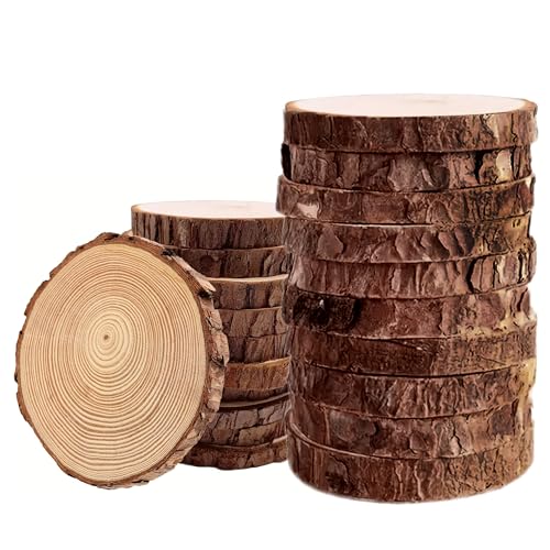WedDecor Rohe runde Holzscheiben für Bastelarbeiten und rustikale Hochzeitsdekoration, unlackierte Holzstücke, Kuchenplattformen, Displayhalter, individuelle Gravur und handgefertigte Dekorationen, 10 von WedDecor