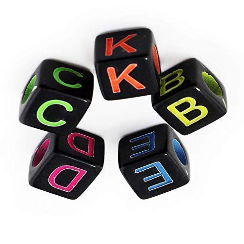 WedDecor Weiß Acryl Brief Perlen mit Schwarzer Alphabet A bis Z Würfel für Schlüssel Ketten, Armbänder, DIY Handarbeiten, Kinder Lernspielzeug, 100 Stück - Schwarz mit Mehrfarbiger Brief WedDecor Weiß Acryl Brief Perlen mit Schwarzer Alphabet A bis Z Würfel für Schlüssel Ketten, Armbänder, DIY Handarbeiten, Kinder Lernspielzeug, 100 Stück - Schwarz mit Mehrfarbiger Brief von WedDecor