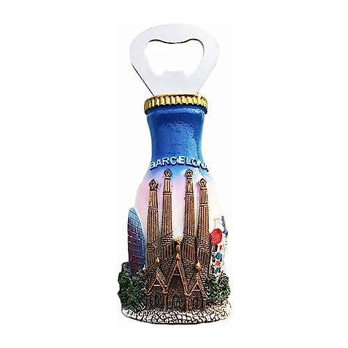 3D Barcelona Spanien Kühlschrankmagnet, Kunstharz, Souvenirs, Flaschenöffner, handgefertigt, Dekoration für Zuhause und Küche von Wedare Magnet Souvenir
